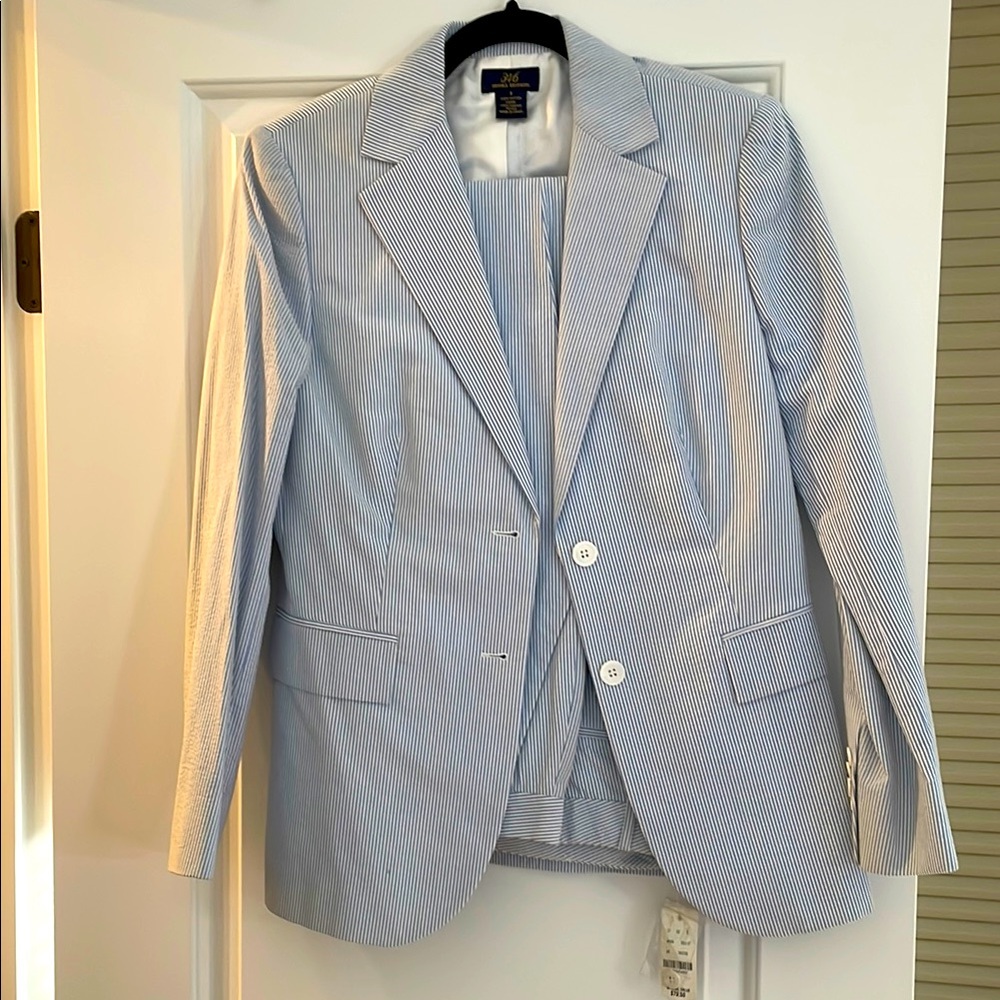 Blue Seersucker Blazer & pant suit